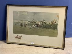Snaffles print, The Grand National, The Canal Turn, inscribed in pencil "A Memory The old Sergeant