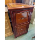 Pair of modern glazed corner cabinets and A two drawer cabinet, 89cmH; and a chinese taste