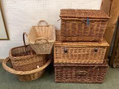 A quantity of baskets and basket ware items