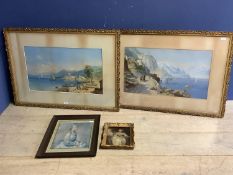Two framed and glazed Chromolithograph coastal scenes, one bearing name T L Rowbothem dated 1862