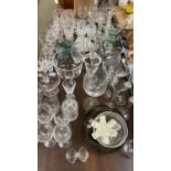 Quantity of glass, drinking glasses, jugs, bowls etc