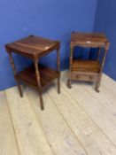 Similar pair of two tier side tables, one with drawer , 71cmH approx