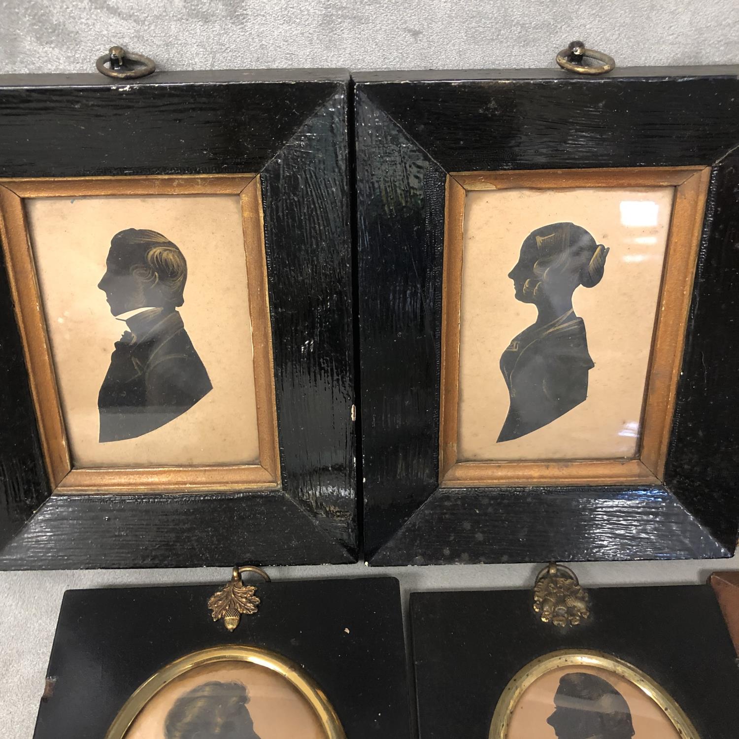 Large collection of C19th silhouette portraits in ebonised and glazed frames (approx12), see - Image 3 of 5