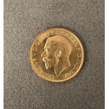 George V gold sovereign dated 1918, 8 grams, in perspex case