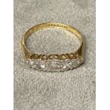 18 ct gold platinum and diamond 5 stone diamond ring in illusion setting 2.4g size N approx