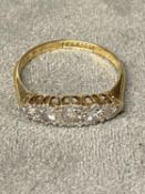 18 ct gold platinum and diamond 5 stone diamond ring in illusion setting 2.4g size N approx