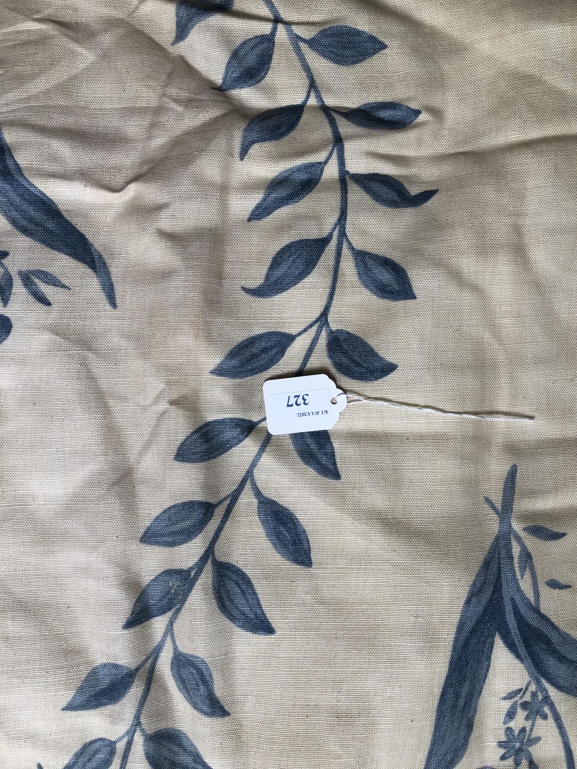 Pair cream curtains with blue floral pattern and tie backs, lined and interlined, 237 drop, 192cm - Image 4 of 4