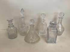Quantity of cut glass and other decanters