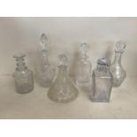 Quantity of cut glass and other decanters