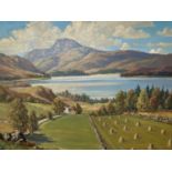 William Russell, MA (C20th, Scottish school), oil on canvas, "Loch Lomond", in wooden frame,