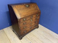 Oak bureau, with fitted interior, 94cm W