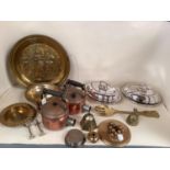 A quantity of mixed brasswares and copper items etc