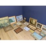 A watercolour signed E Earp, and a quantity of other decorative pictures and prints, and a