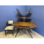 A good, Contemporary suite of dining table, shelving unit and chair, in good condition