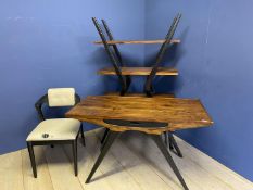 A good, Contemporary suite of dining table, shelving unit and chair, in good condition