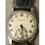 Vintage stainless steel case automatic Longines gents wrist watch, white dial with Arabic markers,