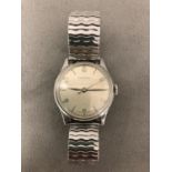 Gents stainless steel Longines wrist watch, automatic movement, silver face, with Arabic and