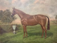 W A CLARKE, English school, oil on canvas, of a racehorse with named frame "Dunkirk 11", 51 c 60cm