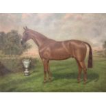 W A CLARKE, English school, oil on canvas, of a racehorse with named frame "Dunkirk 11", 51 c 60cm