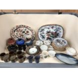 A quantity of ironstone plates, platters and other various china