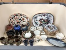 A quantity of ironstone plates, platters and other various china