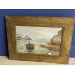 Watercolour on board, of fisherman by the cliffs, signed lower right Aitken, and marked verso "the
