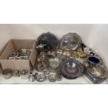 Three sterling silver pin dishes, and a large collection of electro plated wares and white metal