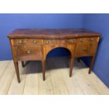 A Victorian mahogany and line inlaid, serpentine front, sideboard 160cm