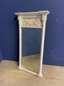 A white painted hanging wall mirror, with column sides