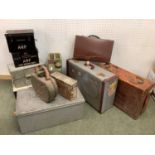 Quantity of vintage items to include boxes and leather cases, jerry cans, army boxes etc