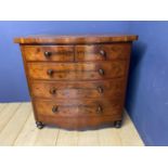A Victorian mahogany chest of 2 short and 3 long drawers with shaped skirt, 120 W x 116 H cm, a rear