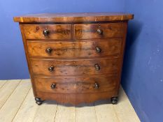 A Victorian mahogany chest of 2 short and 3 long drawers with shaped skirt, 120 W x 116 H cm, a rear