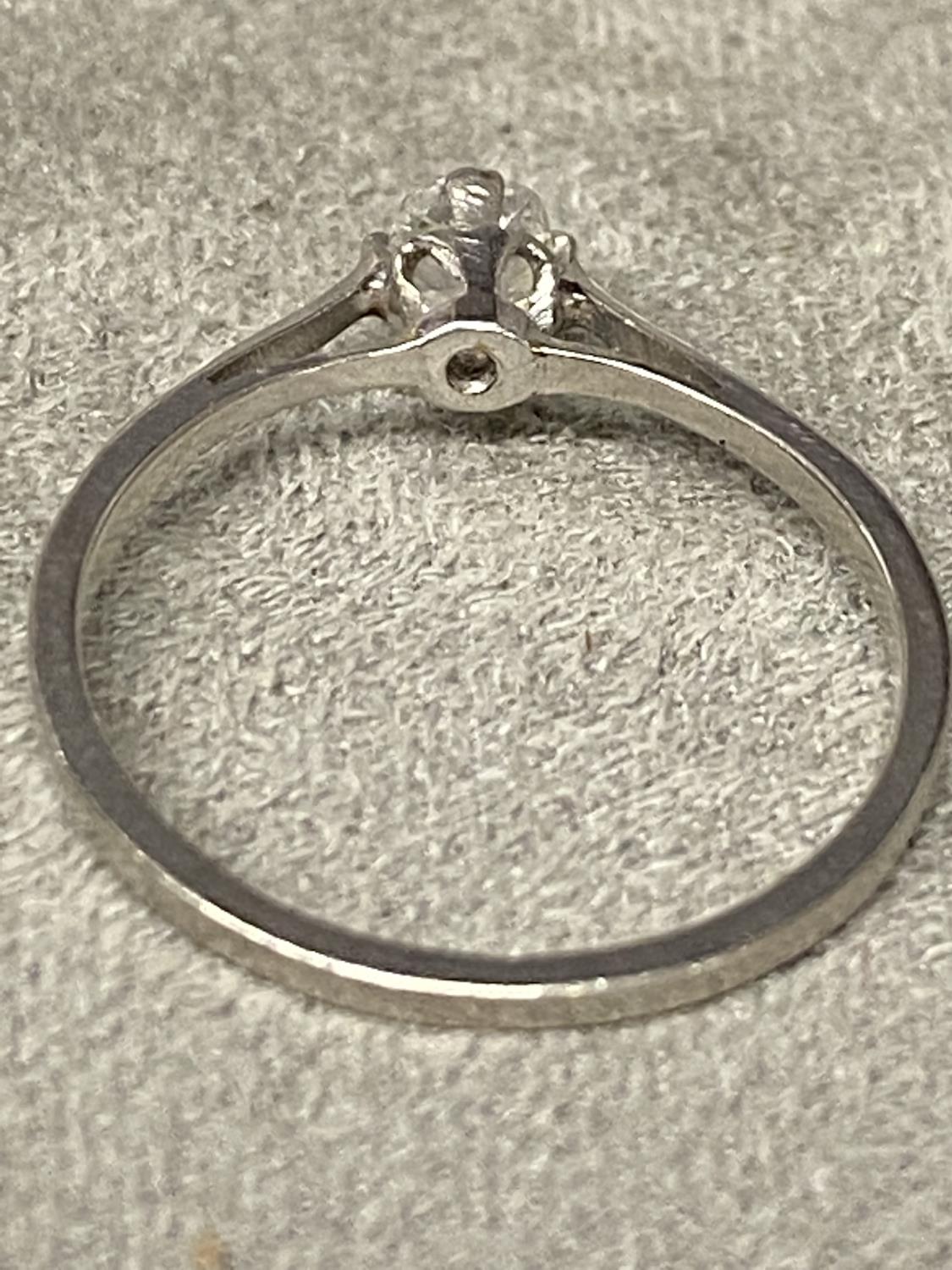Single stone platinum and diamond ring in four pronged setting, oval old cut diamond 2g size M - Image 2 of 3