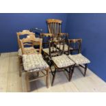 Quantity of chairs, including a set of elm seated Windsor Victorian cottage chairs spindle and