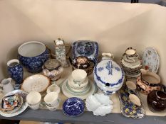 Wedgwood Woodbury tea set; blue and white, ironstone ware etc, Royal Doulton, condition with much