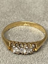 18ct gold and diamond 3 stone ring 18ct , 2.1g, size N