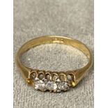 18ct gold and diamond 3 stone ring 18ct , 2.1g, size N