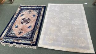 Cream Laura Ashley Isodore rug, wooll pile 159 x 229cm, and a pink and blue wool Chinese rug KAYM