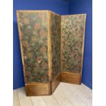 A late C19th decorative, wooden and embossed & painted leather, 3 fold screen, condition - much wear