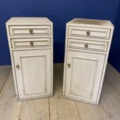 Two side cupboards, as found and a Victorian astragal glazed hanging wall cabinet, with key, and