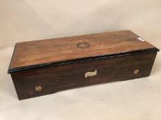 A mahogany cased music box by (labelled) Nicole Freres, with inlaid case, 57 x 23 x 10cm, running in