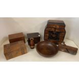 A quantity of wooden items, boxes etc