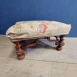 A Victorian stool with 4 barley twist legs to castors, 66 x 56cm