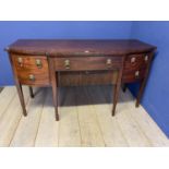 A Victorian mahogany and line inlaid break front sideboard, 167cm L