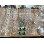 A quantity of glass to include drinking glasses, vases, jugs etc, see images