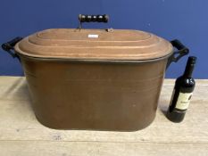 A large vintage two handled planter, with lid. Some wear