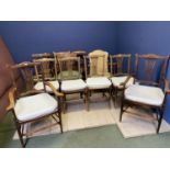 A set of 6 rush seat chairs, and a quantity of various dining chairs and bedroom chairs, see