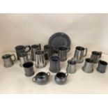 Quantity of pewter tankards