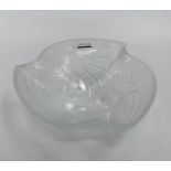A Lalique frosted glass bowl with twist design, 26cm with applied Lalique Paris Label