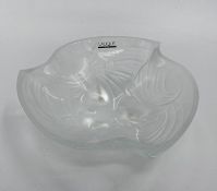 A Lalique frosted glass bowl with twist design, 26cm with applied Lalique Paris Label